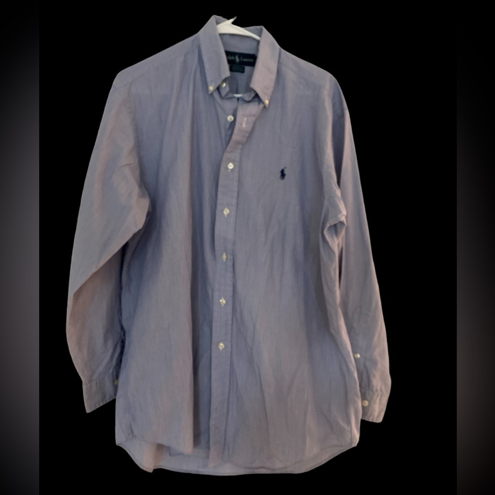 Ralph Lauren Men’s button down. 15.5   32/33 Navy blue and white.